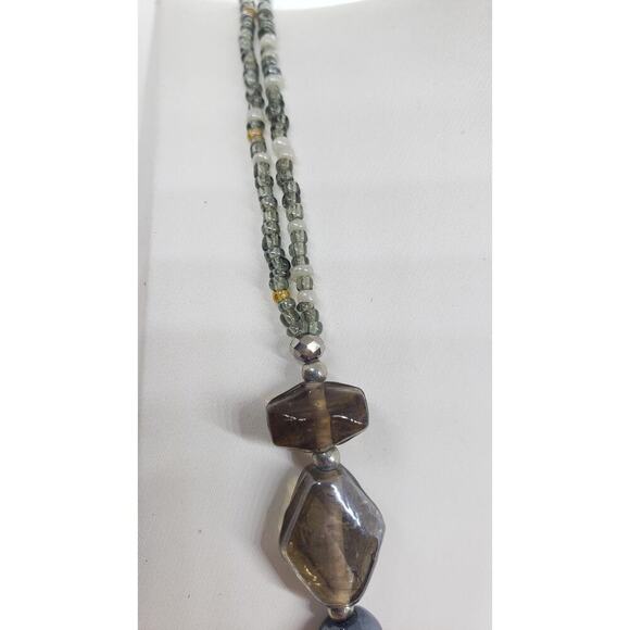 Vintage Beaded Tassel Necklace Glass Beads Multi Strand Boho Statement long - Picture 9 of 9